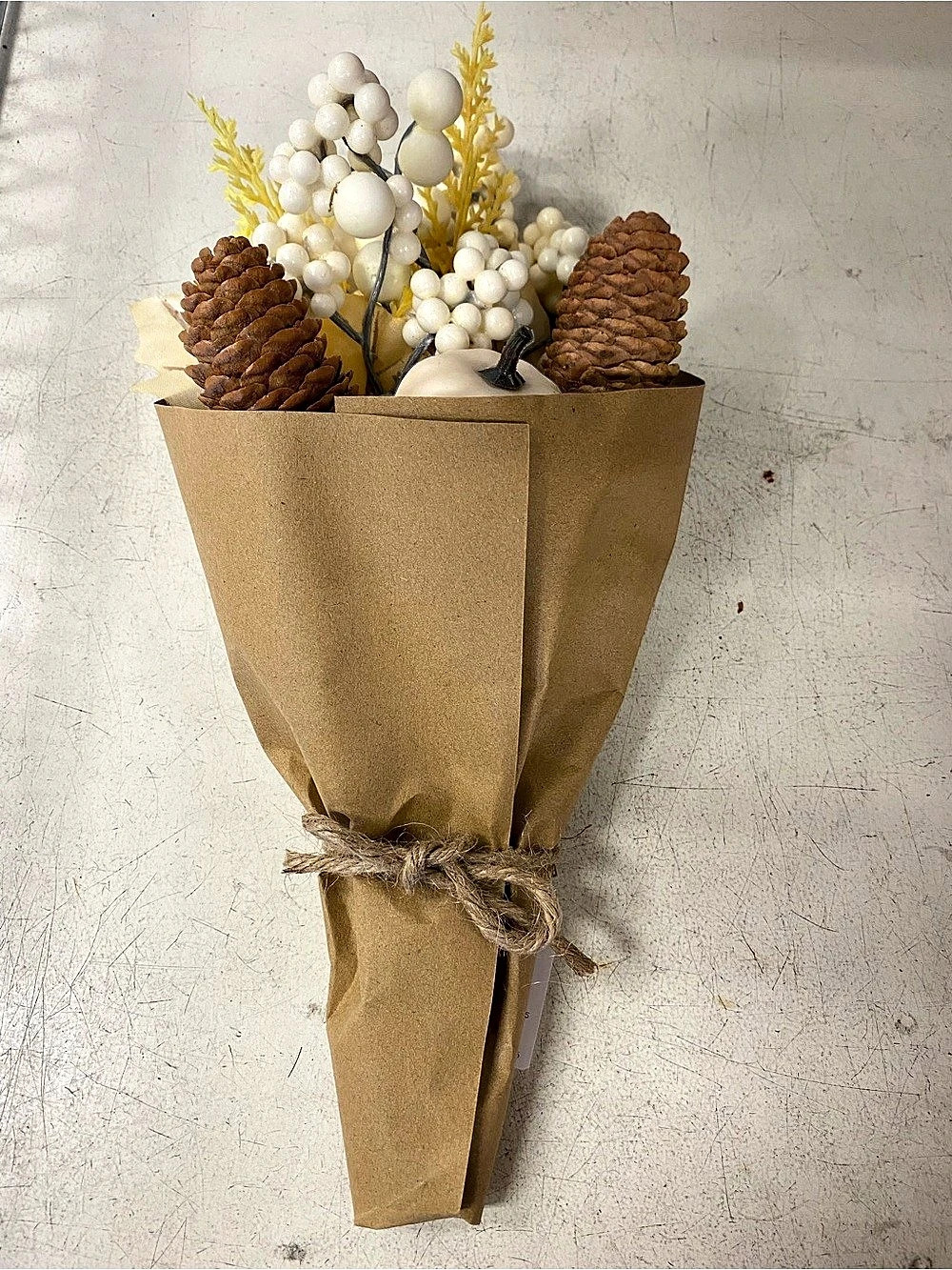Brand new Rustic Holiday Pinecone Berry Bouquet in Brown & White